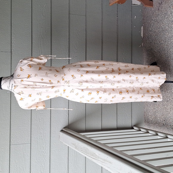 NWT Madewell Silk Floral Faux Wrap Midi Dress Size 2 Cream Golden Yellow - Picture 7 of 15